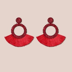 Red Fringe Earrings
